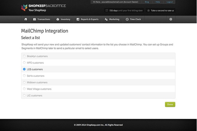 Pick a list to send customers to