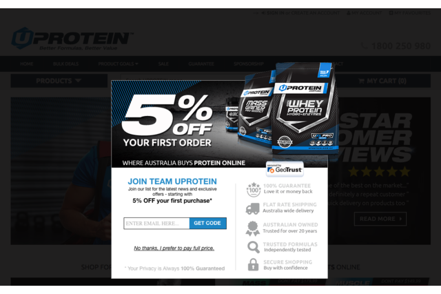E-mail Pop-Up with Promotion