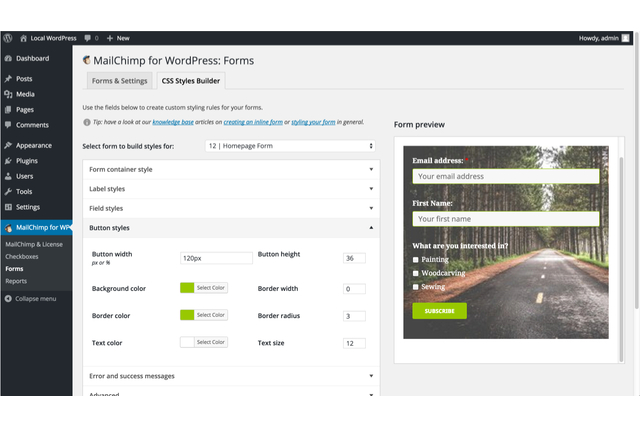 Create pretty sign-up forms using the Visual Styles Builder.