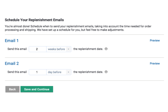 Schedule Replenishment Emails