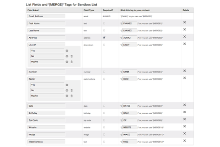 Example MailChimp Form Layout